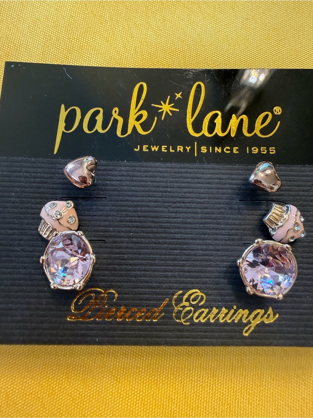 Park Lane Pink Crystal Cupcake Dangle Earrings New Retired